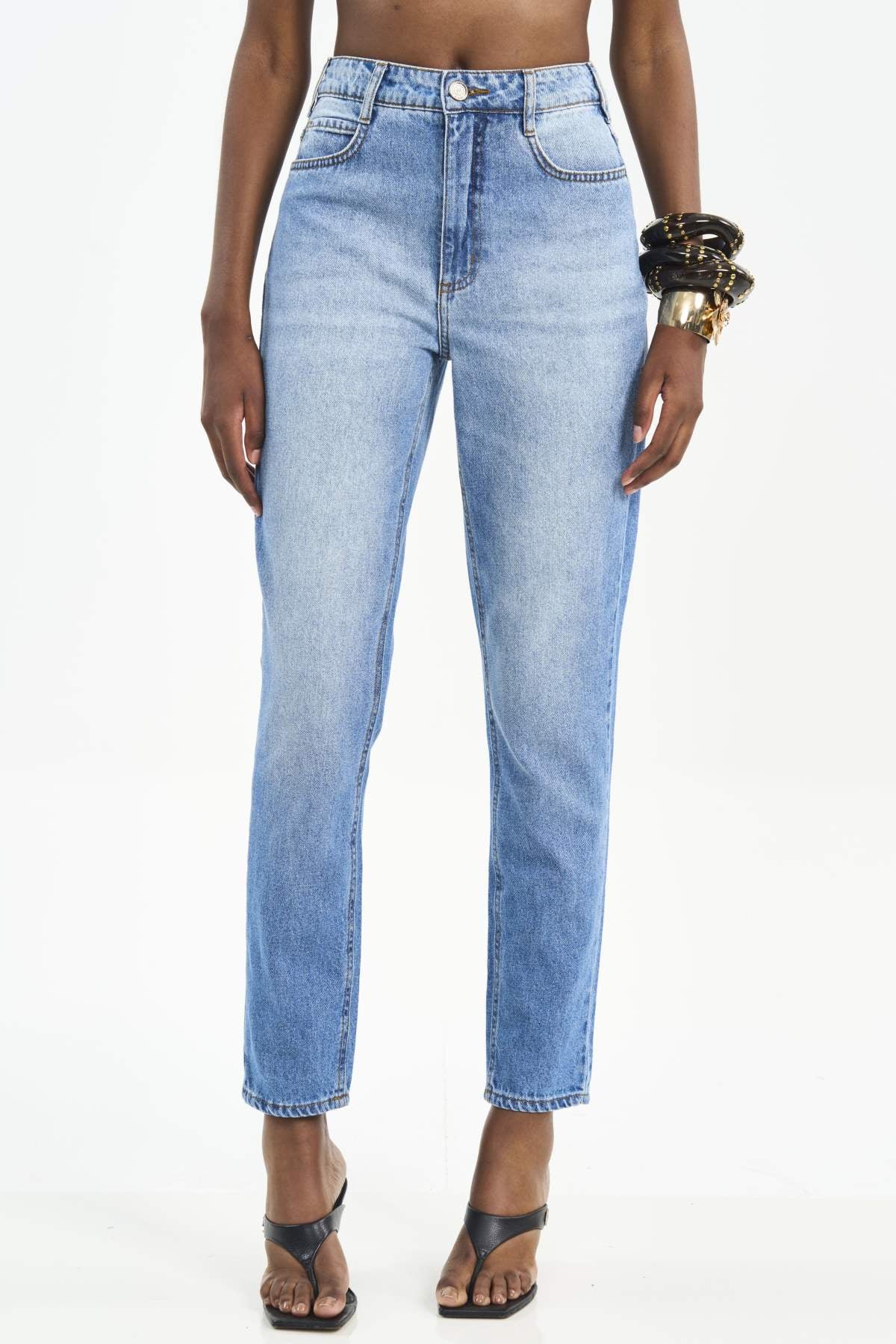 Calça Jeans Colcci Azul Cintura Alta Reta