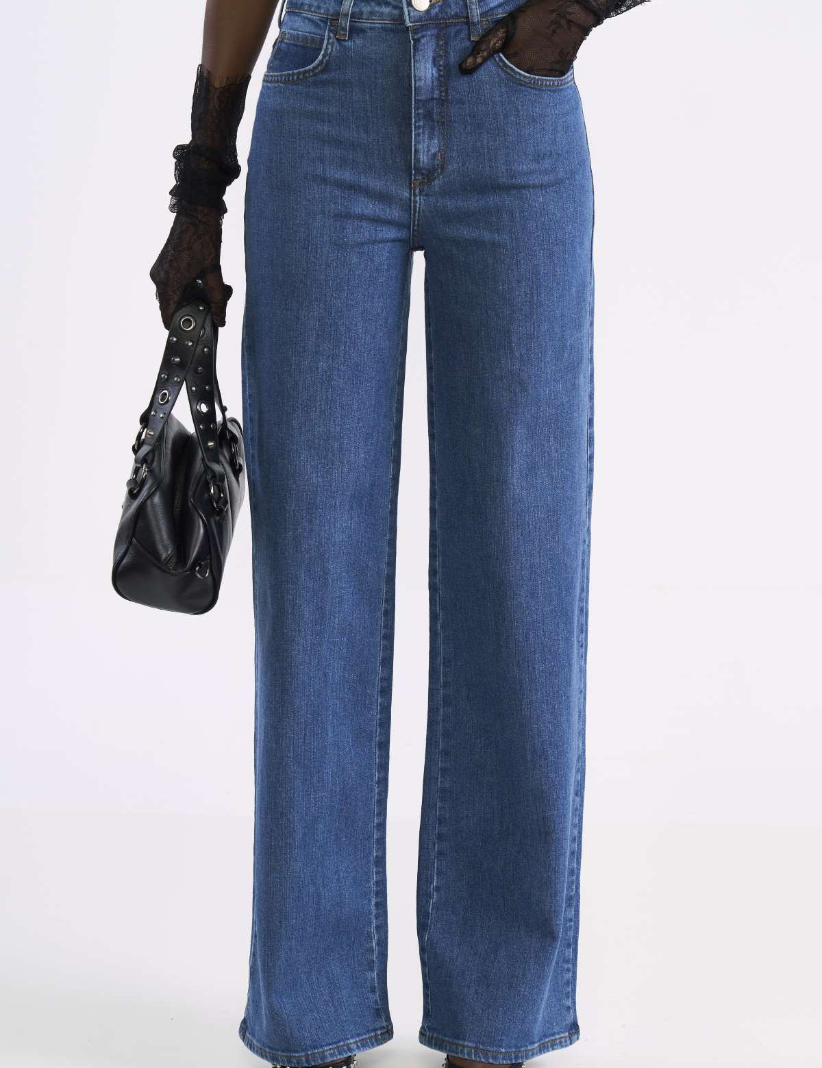 Calça Jeans Colcci Azul Cintura Alta Wide Leg