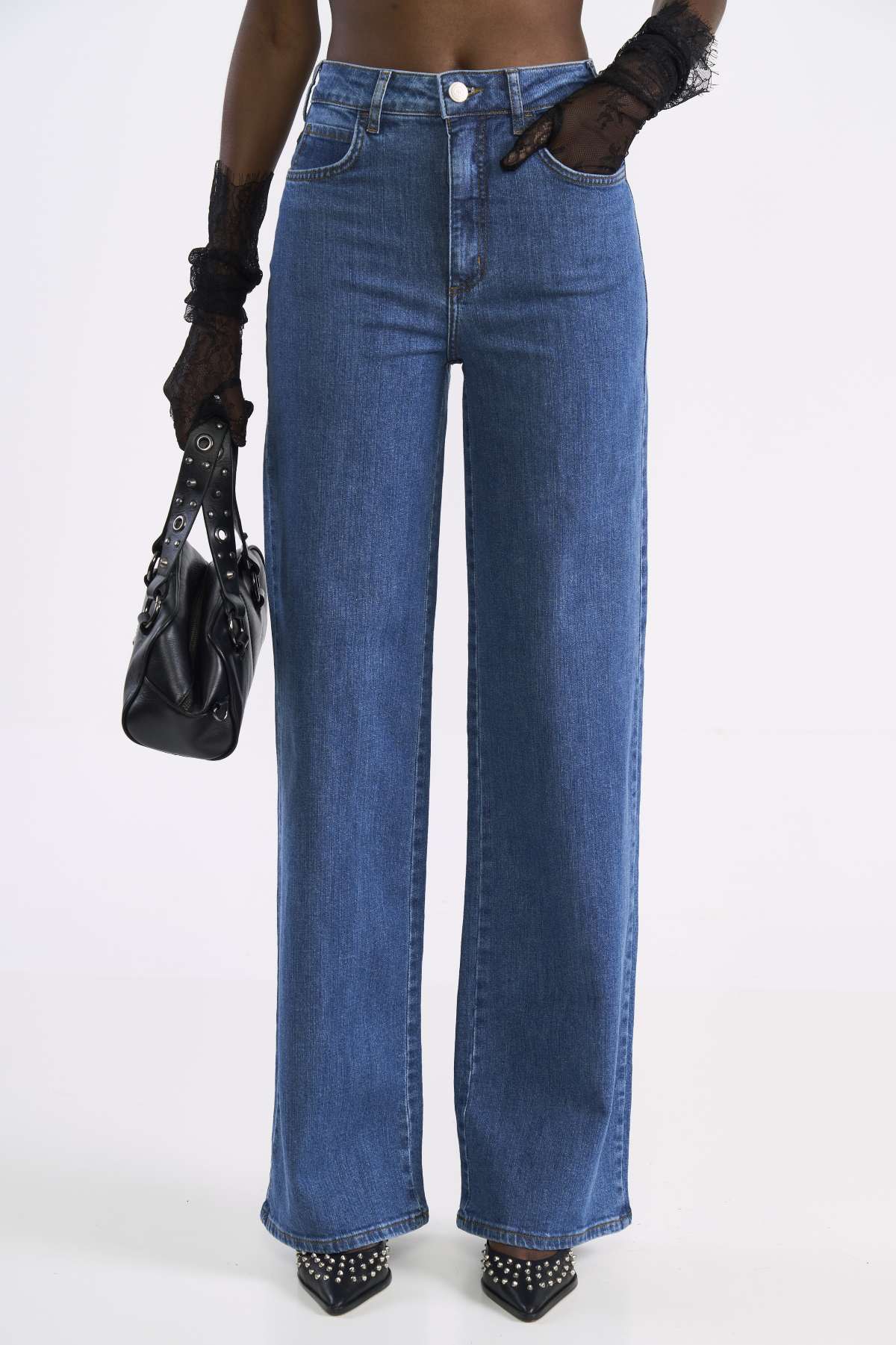 Calça Jeans Colcci Azul Cintura Alta Wide Leg