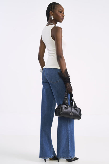 Calça Jeans Colcci Azul Cintura Alta Wide Leg