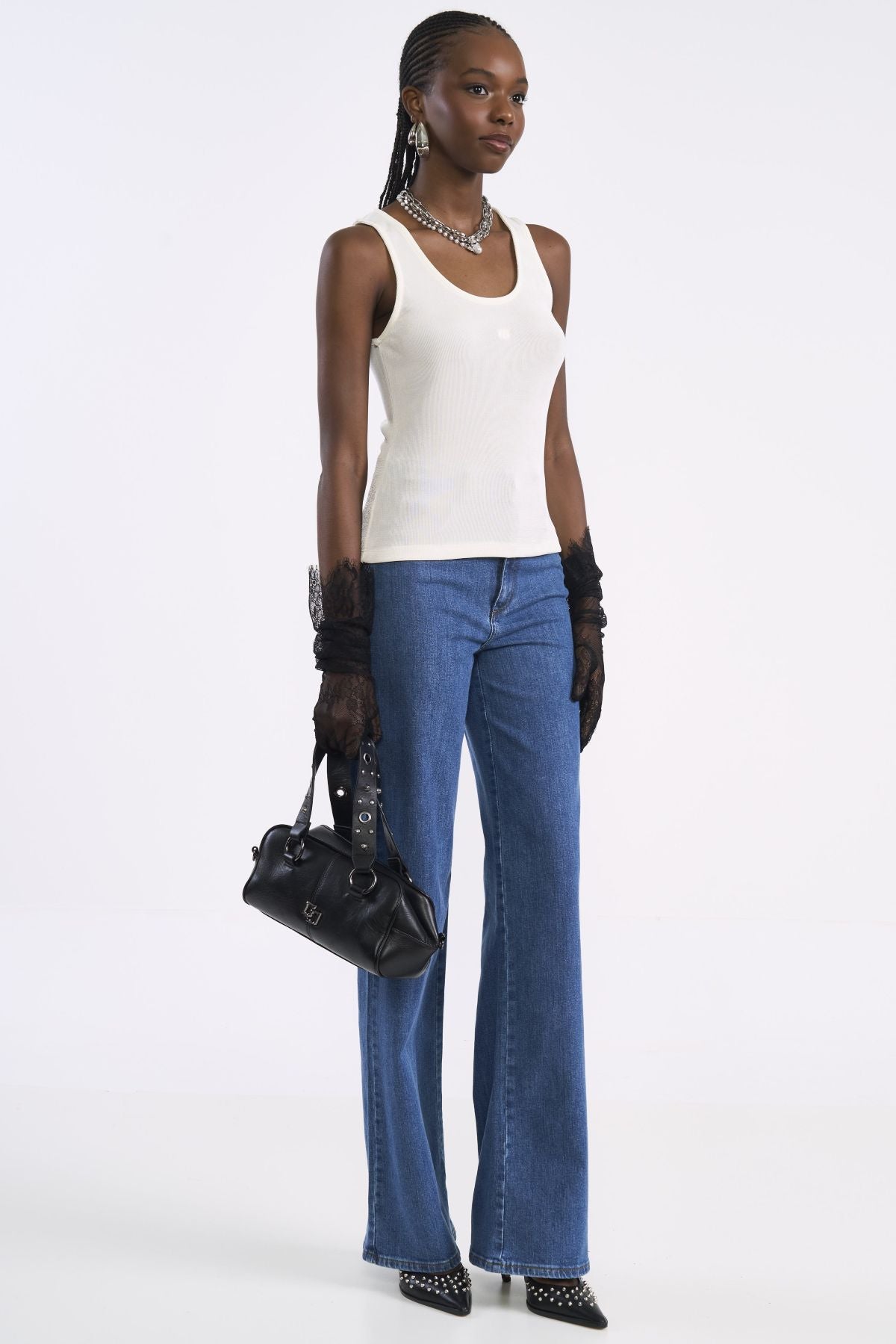 Calça Jeans Colcci Azul Cintura Alta Wide Leg