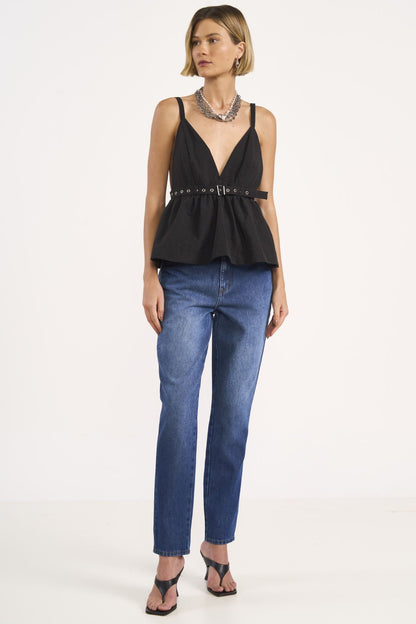 Calça Jeans Colcci Azul Mom Cintura Média