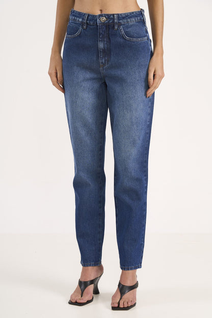 Calça Jeans Colcci Azul Mom Cintura Média