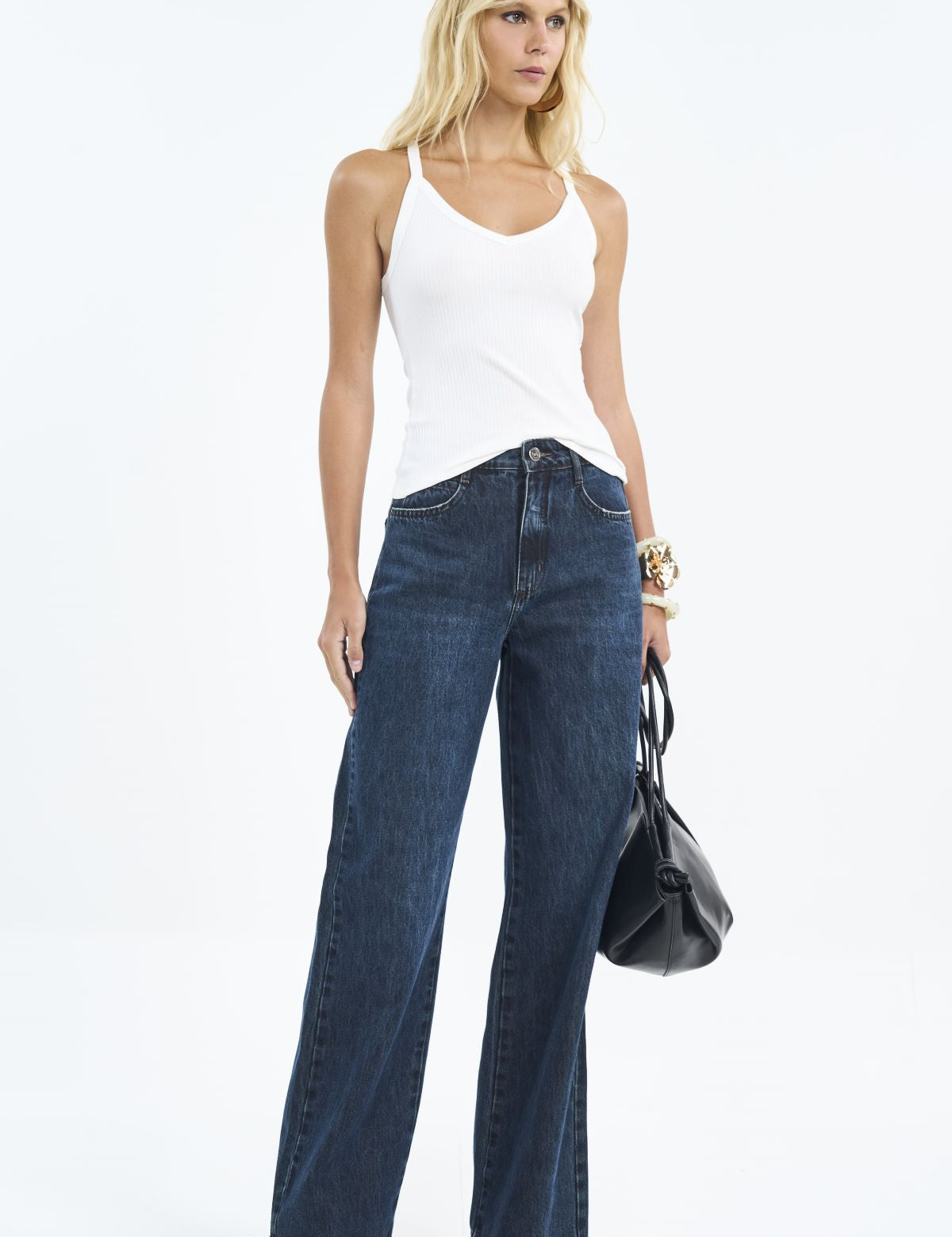 Calça Jeans Colcci Azul Reta Cintura Alta