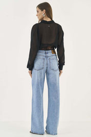 Calça Jeans Colcci Azul Wide Leg Cintura Alta