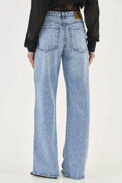 Calça Jeans Colcci Azul Wide Leg Cintura Alta