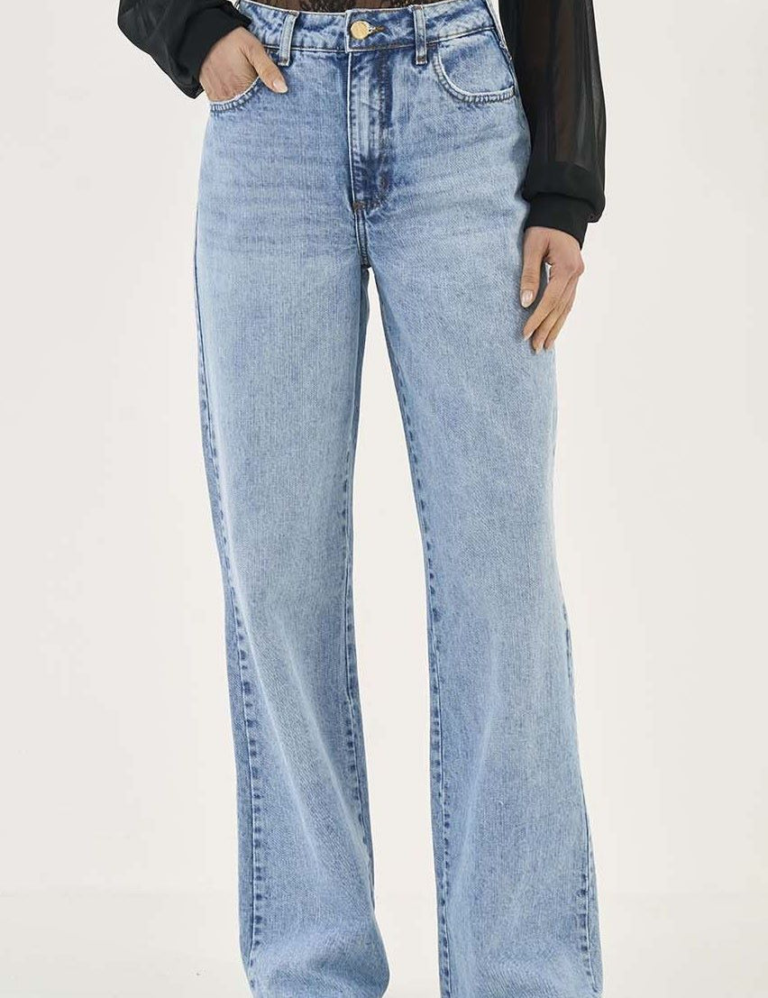 Calça Jeans Colcci Azul Wide Leg Cintura Alta