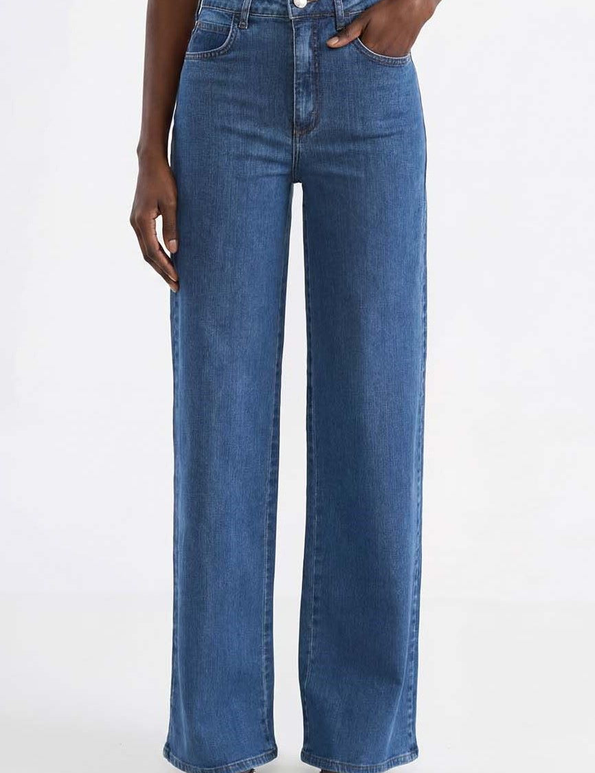 Calça Jeans Colcci Azul Wide Leg Cintura Alta
