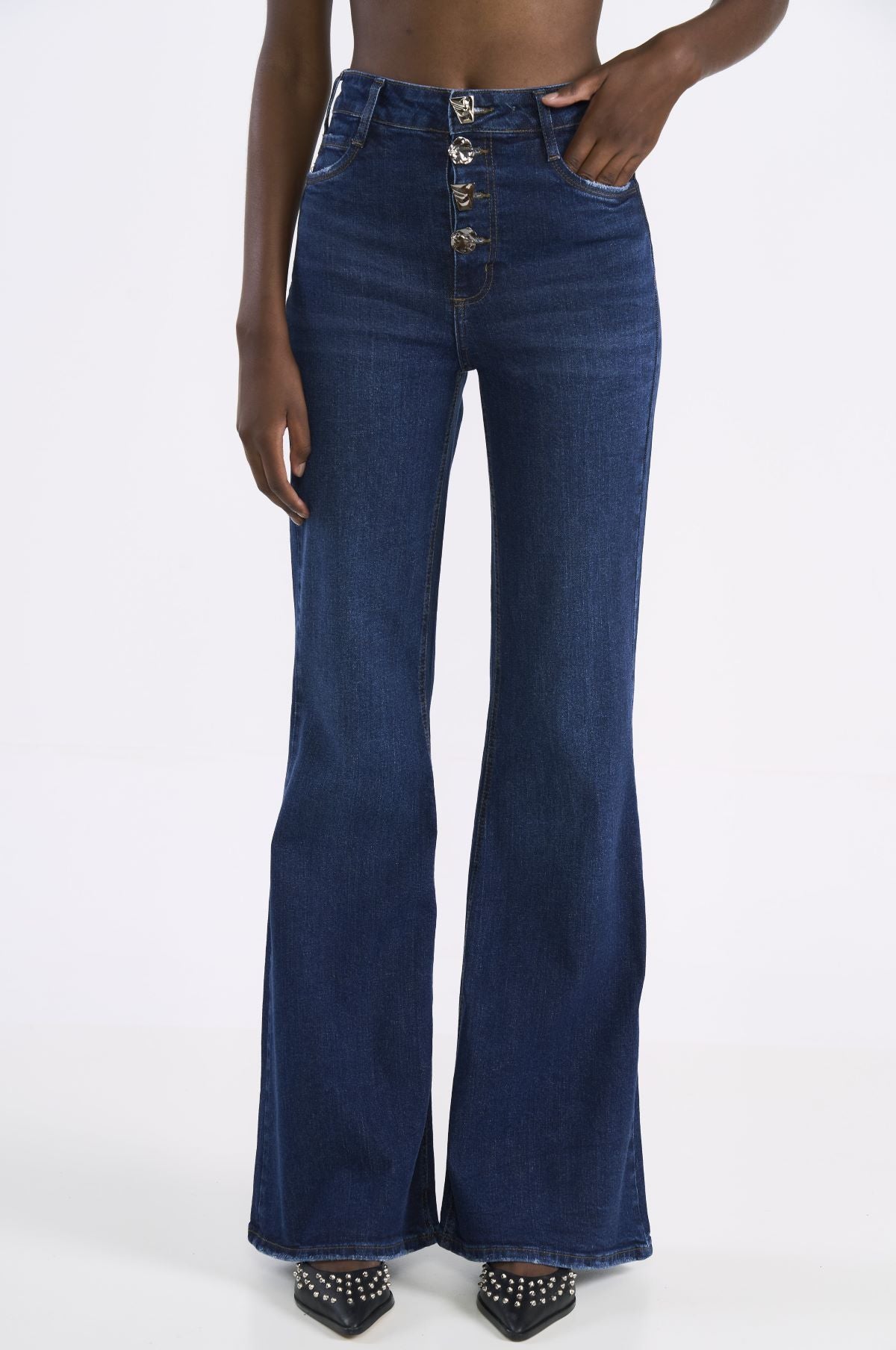 Calça Jeans Flare Colcci Azul Cintura Alta