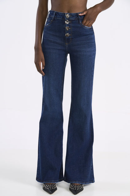 Calça Jeans Flare Colcci Azul Cintura Alta