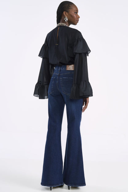 Calça Jeans Flare Colcci Azul Cintura Alta