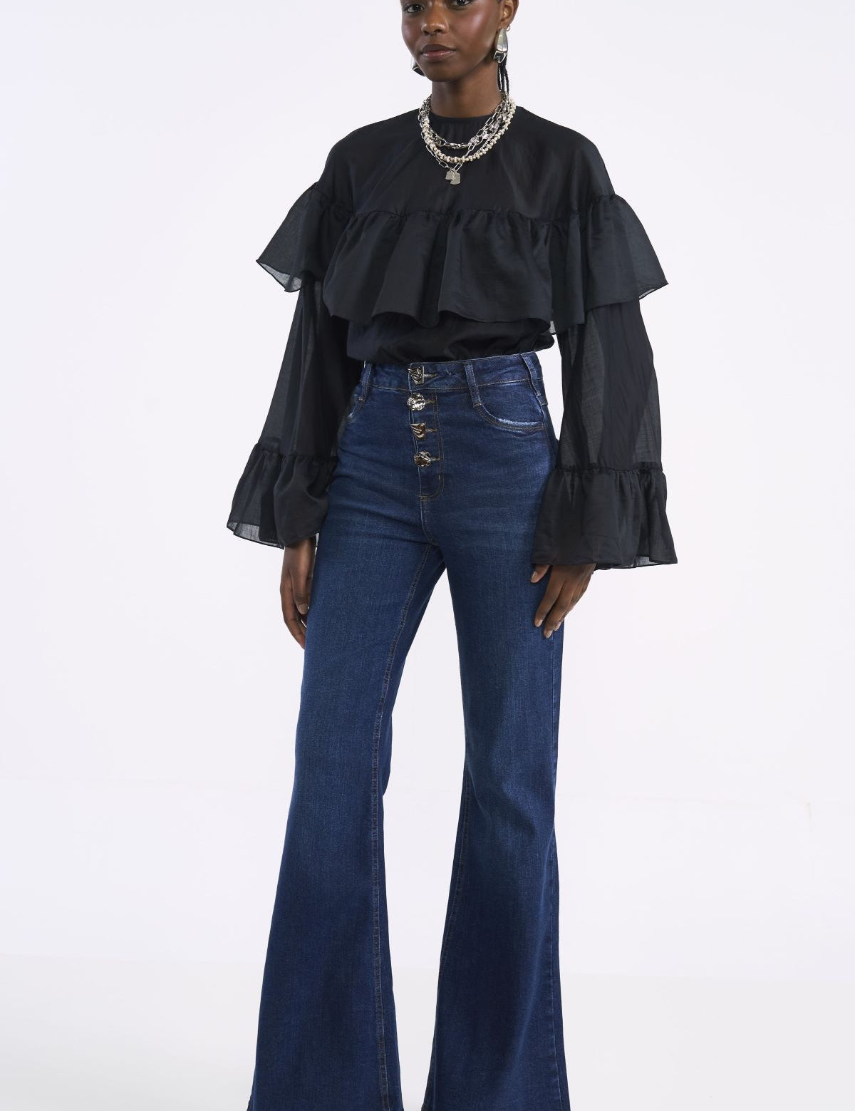 Calça Jeans Flare Colcci Azul Cintura Alta