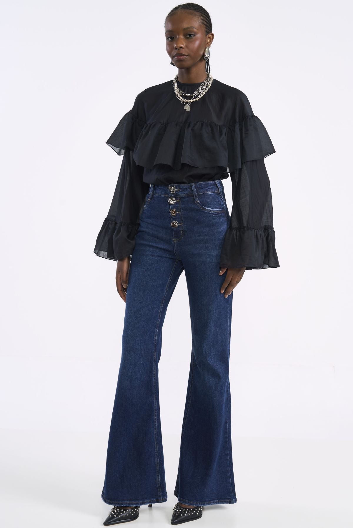 Calça Jeans Flare Colcci Azul Cintura Alta