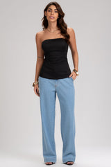 Calça Jeans Frysaide Azul Reta Barra Larga