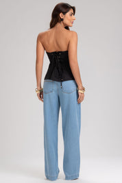 Calça Jeans Frysaide Azul Reta Barra Larga