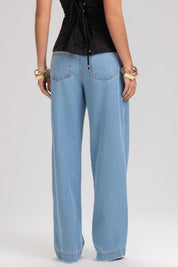 Calça Jeans Frysaide Azul Reta Barra Larga