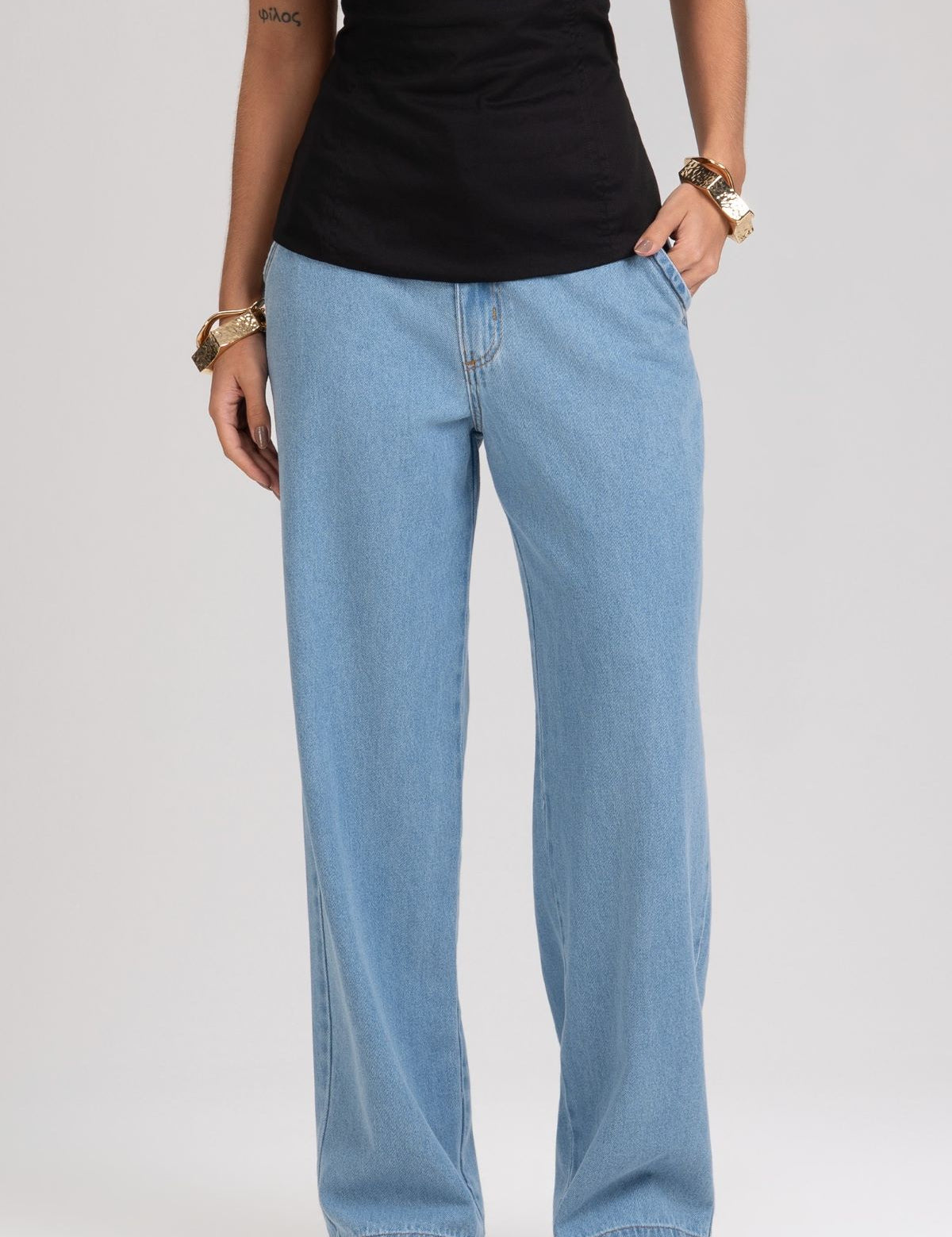 Calça Jeans Frysaide Azul Reta Barra Larga