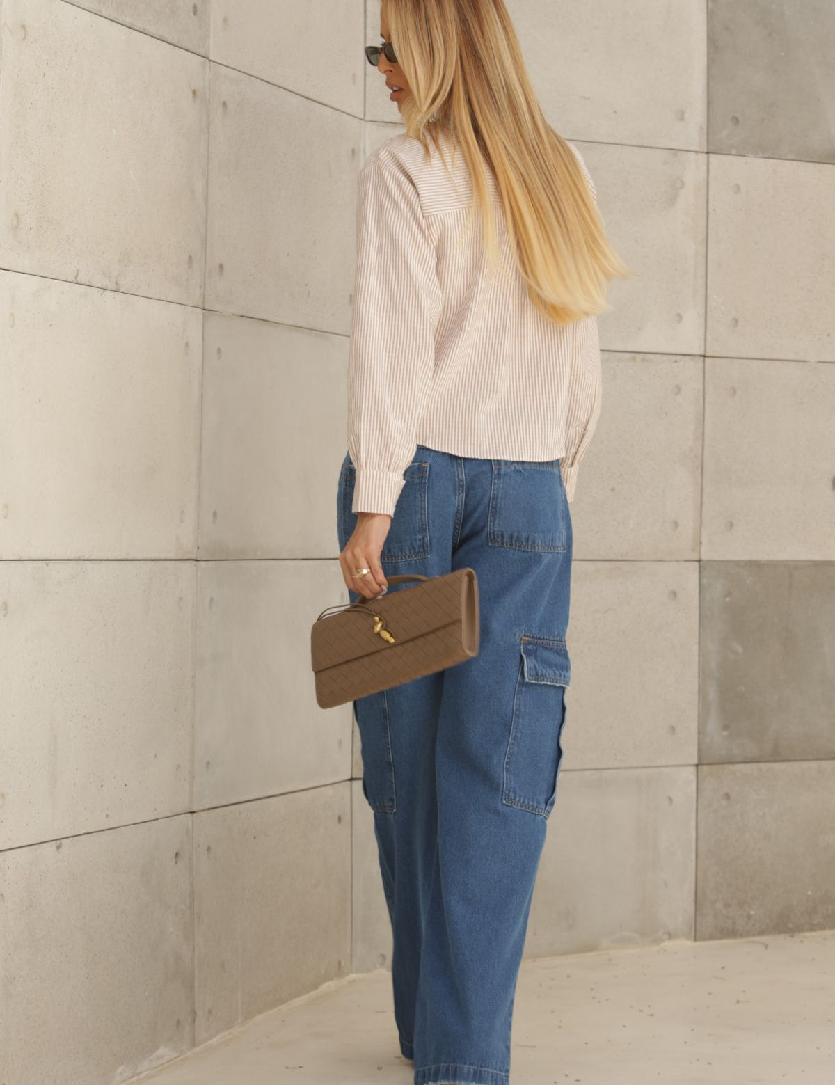 Calça Jeans Frysaide Azul Wide Leg Cargo