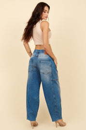 Calça Jeans Lottus Azul Balloon Barra Desfiada