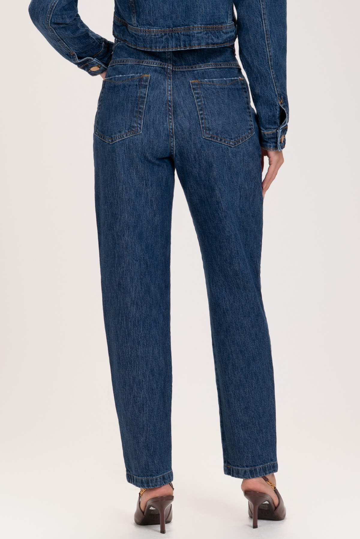 Calça Jeans Mom Frysaide Azul Cintura Alta