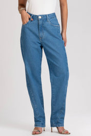 Calça Jeans Mom Frysaide Azul Cintura Alta