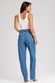 Calça Jeans Mom Frysaide Azul Cintura Alta