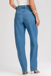 Calça Jeans Mom Frysaide Azul Cintura Alta
