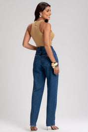 Calça Jeans Mom Frysaide Azul Cintura Alta