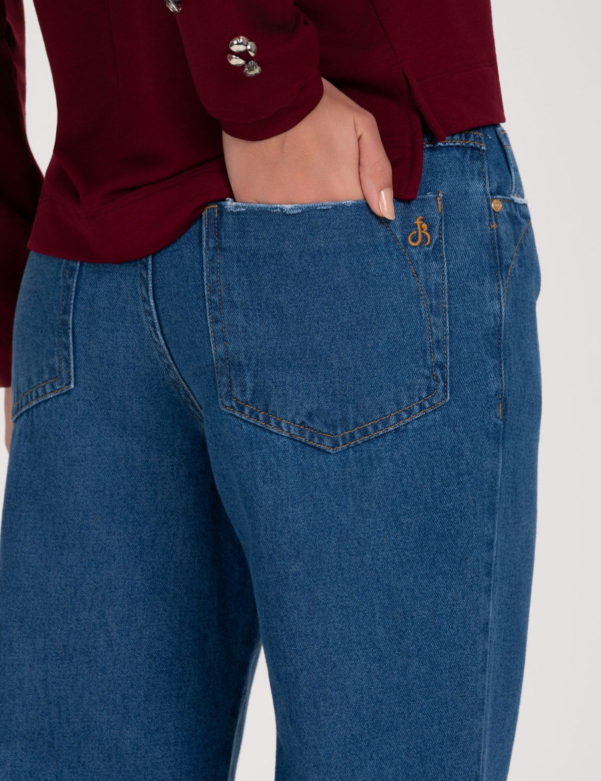 Calça Jeans Mom Frysaide Azul Escuro Cintura Alta