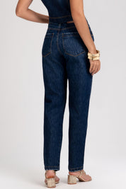 Calça Jeans Mom Frysaide Azul Escuro Cintura Alta