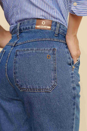 Calça Jeans Mom Lottus Azul Cintura Alta