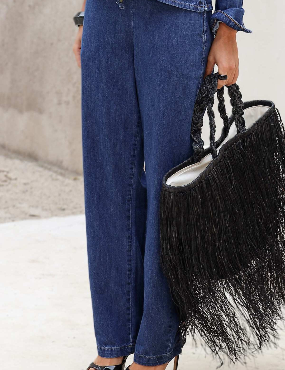 Calça Jeans Reta Frysaide Azul Barra Pespontada