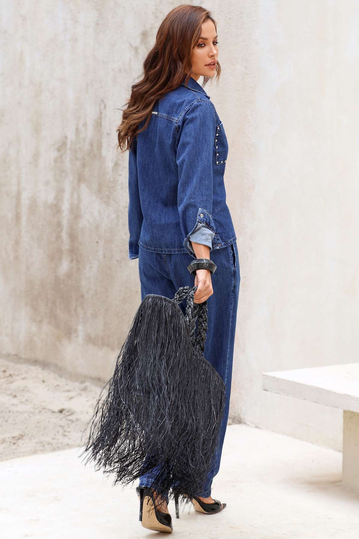 Calça Jeans Reta Frysaide Azul Barra Pespontada