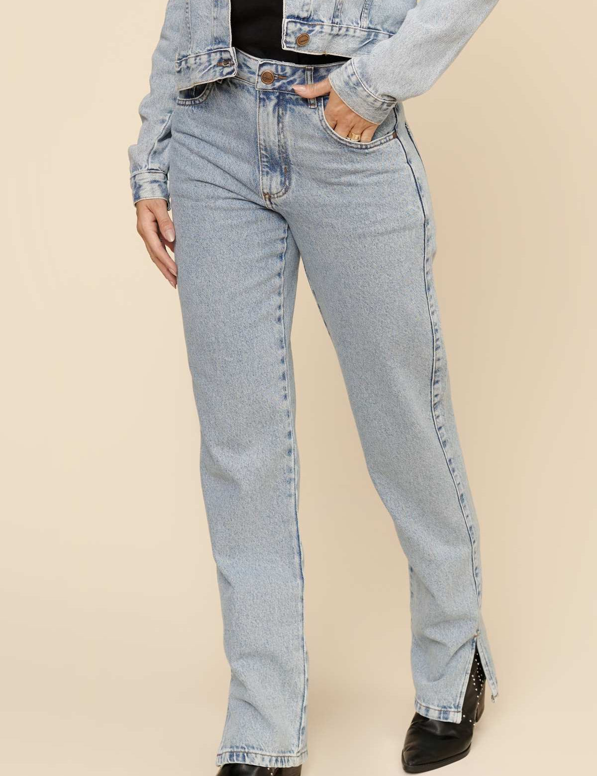 Calça Jeans Reta Lottus Azul Marmorizada