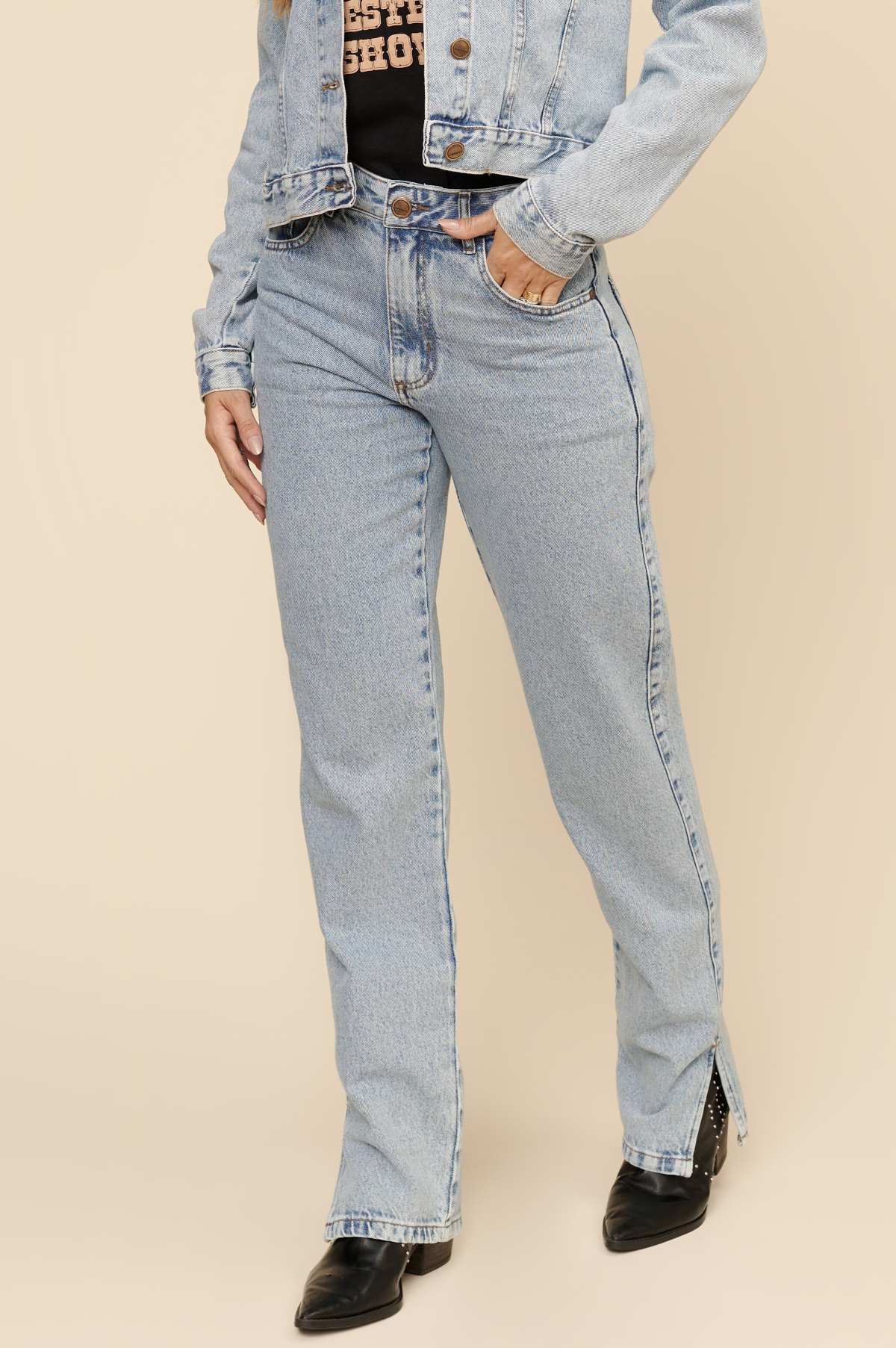 Calça Jeans Reta Lottus Azul Marmorizada