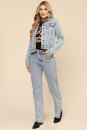 Calça Jeans Reta Lottus Azul Marmorizada