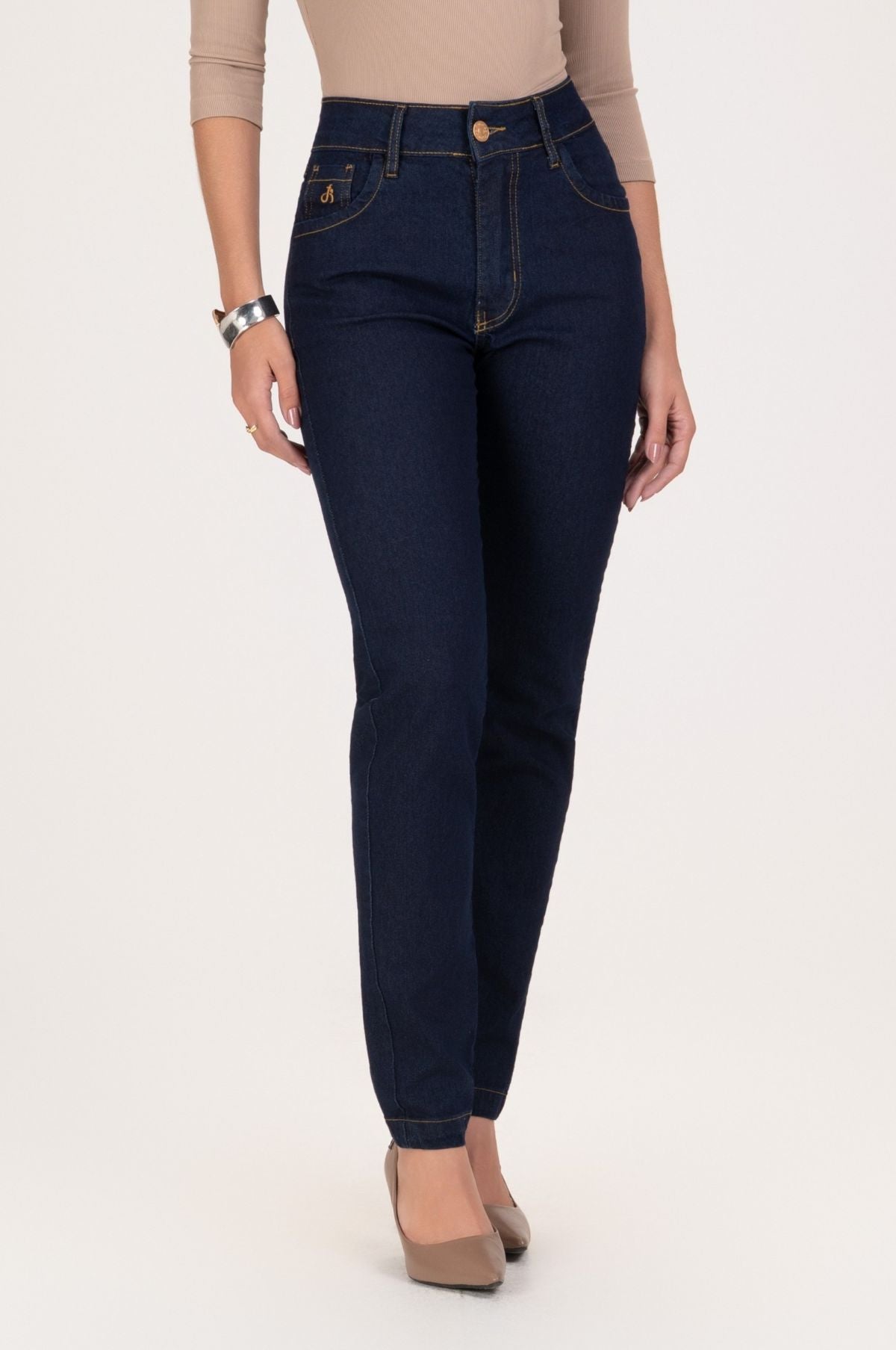 Calça Jeans Skinny Frysaide Azul Cintura Alta