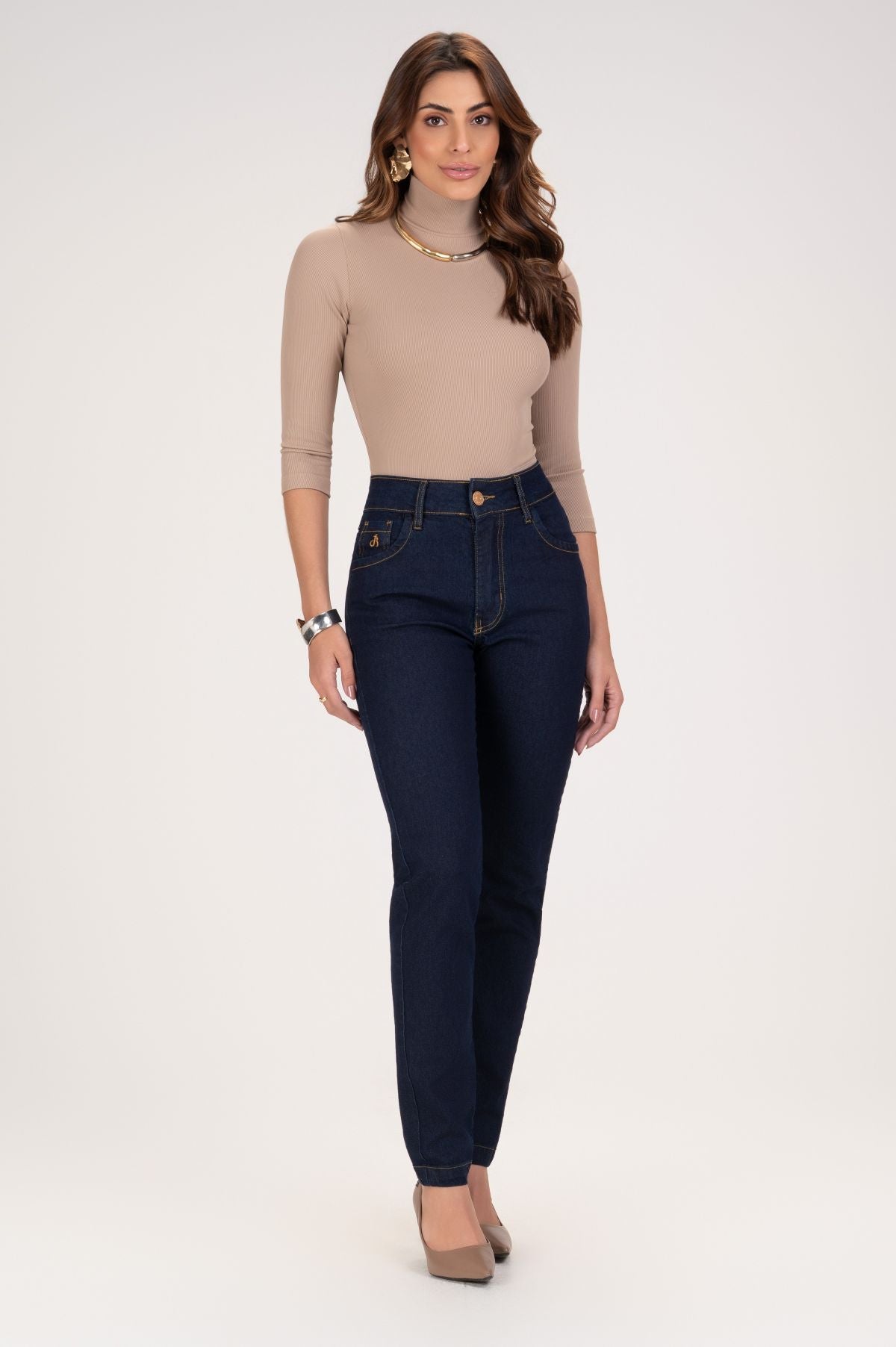 Calça Jeans Skinny Frysaide Azul Cintura Alta