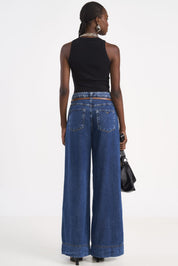 Calça Jeans Wide Leg Colcci Azul Com Cinto