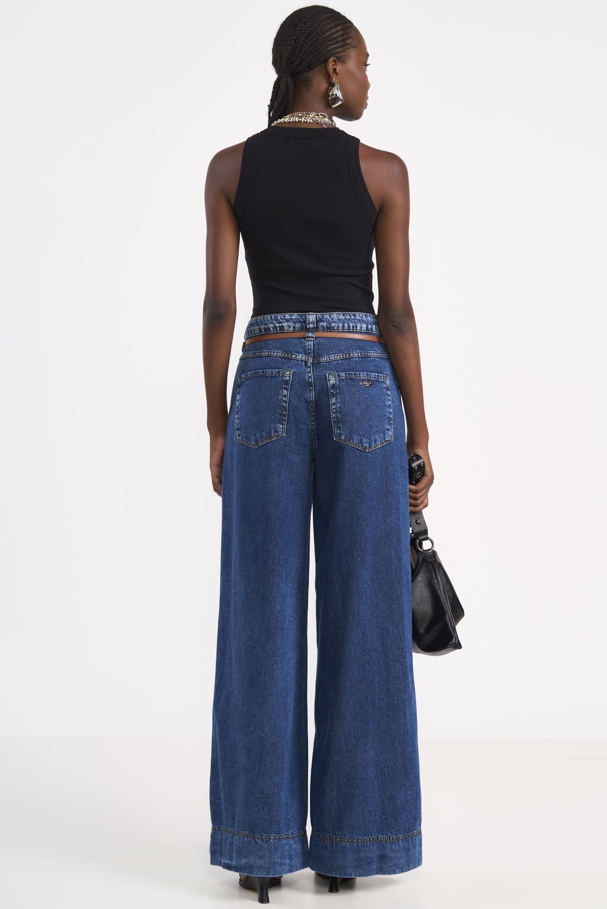 Calça Jeans Wide Leg Colcci Azul Com Cinto