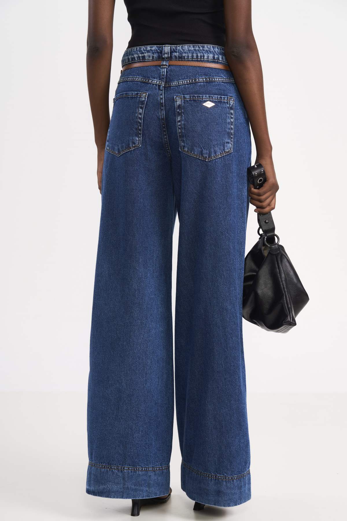 Calça Jeans Wide Leg Colcci Azul Com Cinto