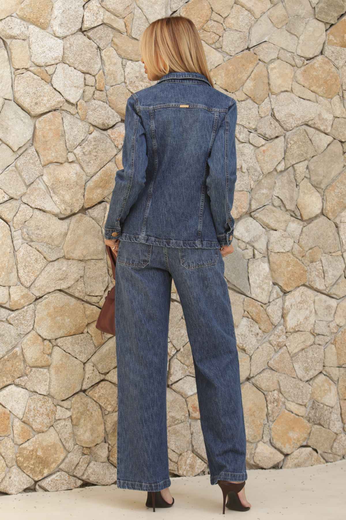 Calça Jeans Wide Leg Frysaide Azul Cintura Alta