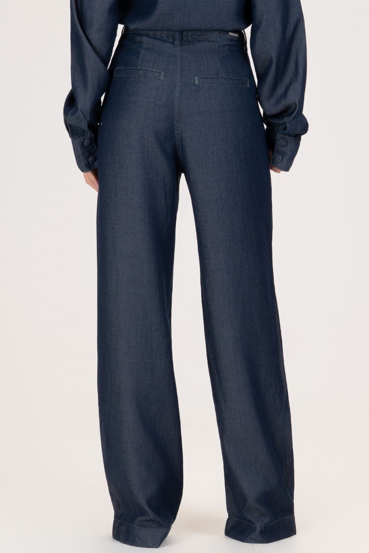 Calça Jeans Wide Leg Frysaide Azul Cintura Alta