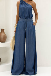 Calça Jeans Wide Leg Frysaide Azul Cintura Alta