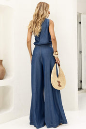 Calça Jeans Wide Leg Frysaide Azul Cintura Alta