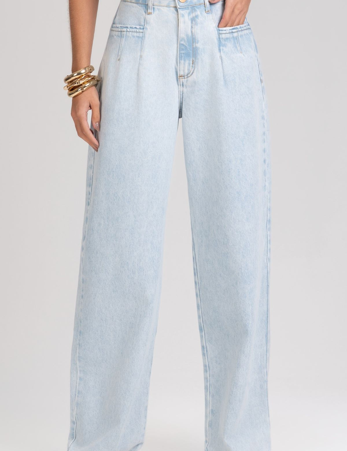 Calça Jeans Wide Leg Frysaide Azul Clara