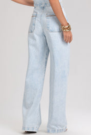 Calça Jeans Wide Leg Frysaide Azul Clara