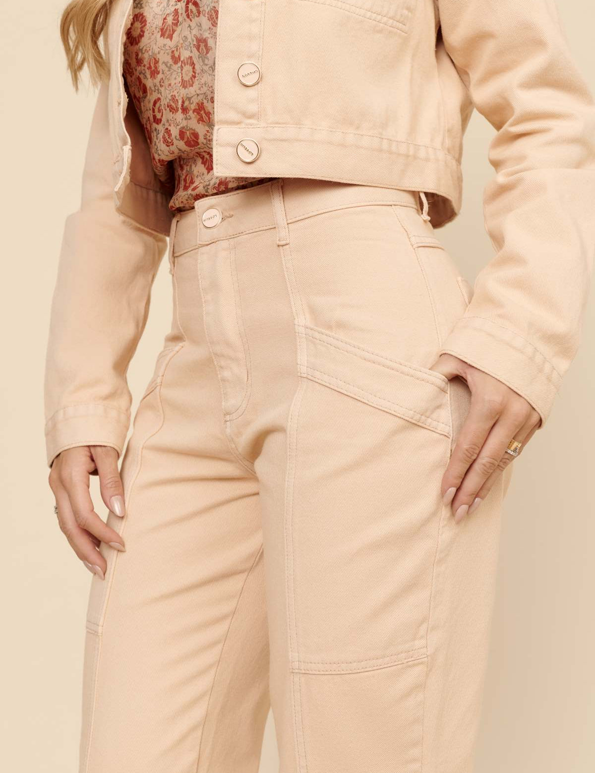 Calça Mom Lottus Rosa Cintura Alta Sarja