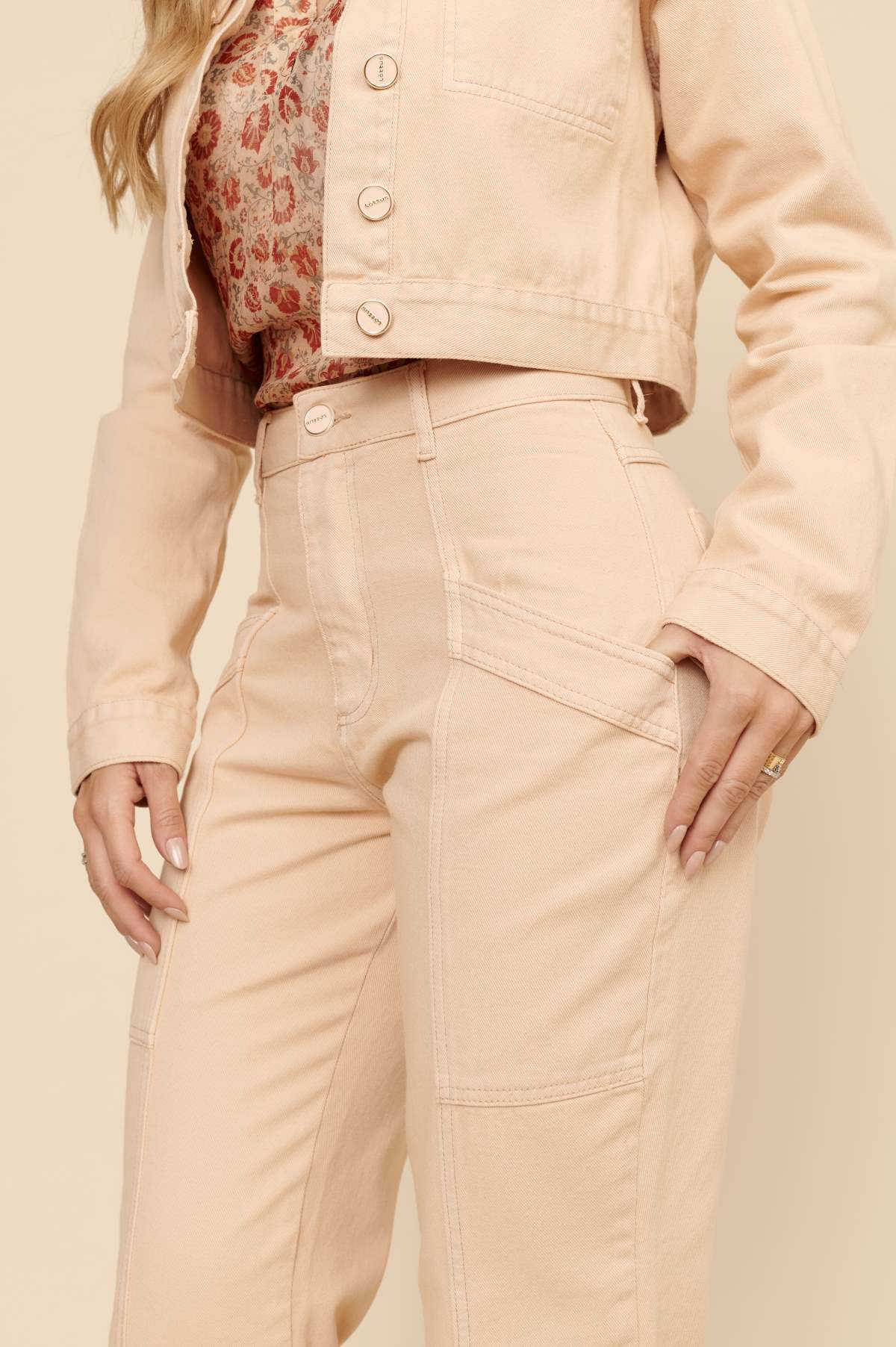 Calça Mom Lottus Rosa Cintura Alta Sarja