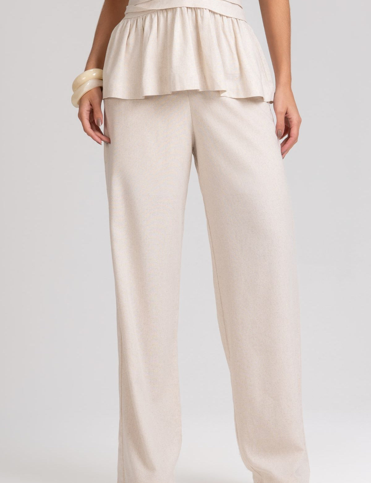 Calça Pantalona Frysaide Linho Cintura Alta